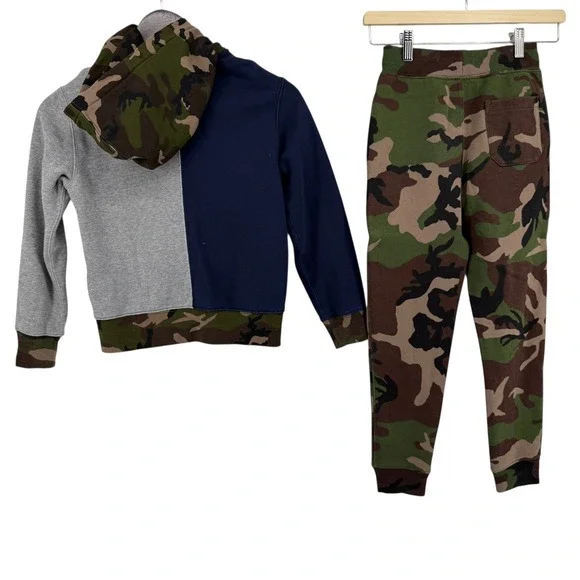 Polo Ralph Lauren Boys Colorblock Camo Hoodie Jogger Sweatpants Set Size 8 - Picture 3 of 14